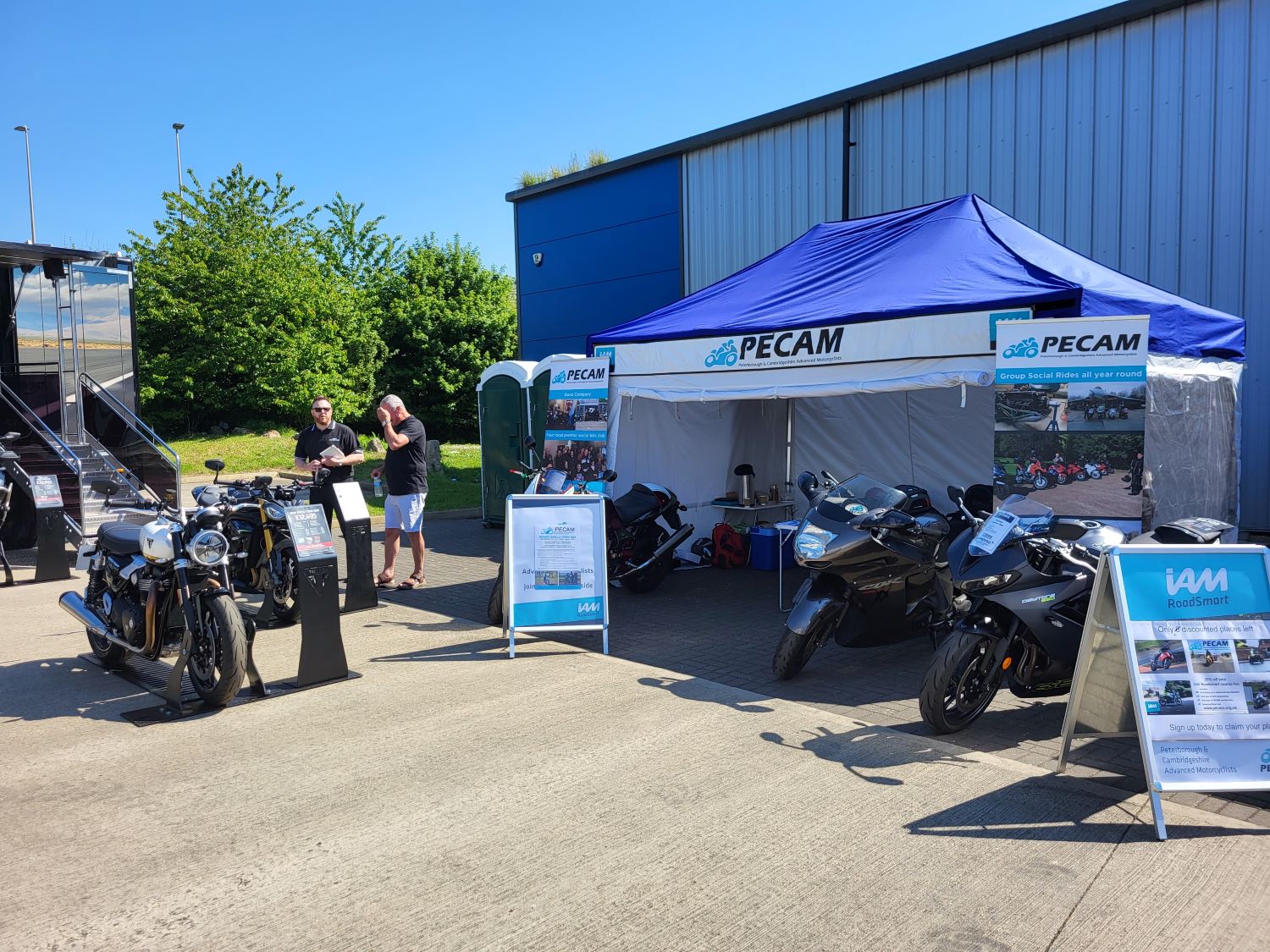 The PECAM gazebo set up at Webbs Motorcycles Peterborough